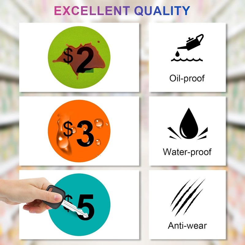 Darfukei Garage Sale Price Stickers, 2100 PCS 3/4 Inch Price Stickers for Yard Sales, Flea Markets, County Fairs & Retail Use, Pricemarker Labels, Colours Round Price Tags - Image 3